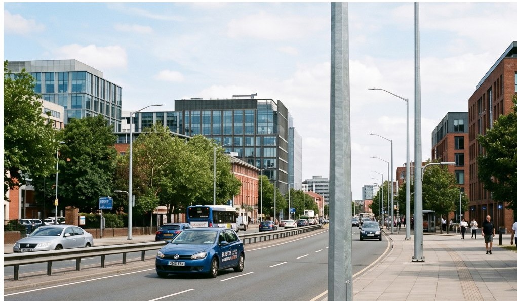 Smart Conical street lighting pole, daytime