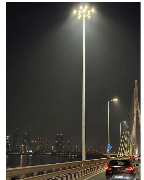 High mast lighting a highway at night